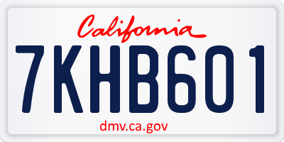 CA license plate 7KHB601