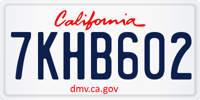 CA license plate 7KHB602