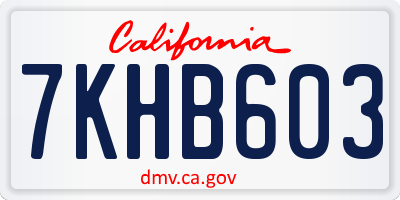 CA license plate 7KHB603