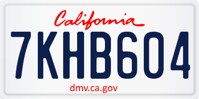 CA license plate 7KHB604