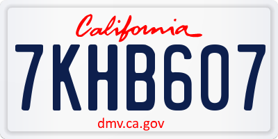 CA license plate 7KHB607