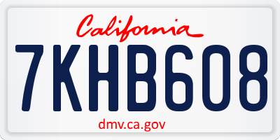CA license plate 7KHB608