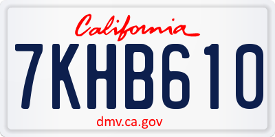 CA license plate 7KHB610