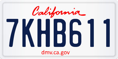 CA license plate 7KHB611