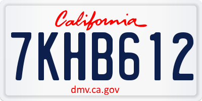 CA license plate 7KHB612