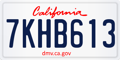 CA license plate 7KHB613
