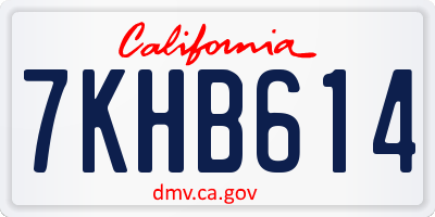 CA license plate 7KHB614