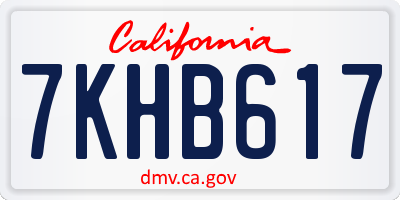 CA license plate 7KHB617