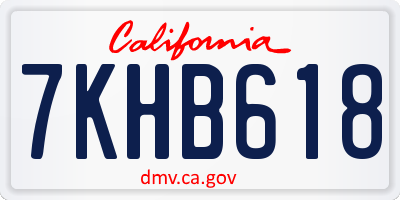 CA license plate 7KHB618