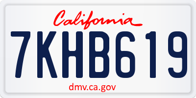 CA license plate 7KHB619