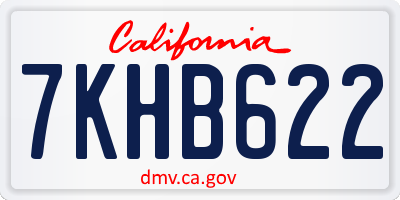 CA license plate 7KHB622