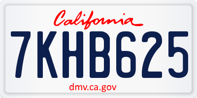 CA license plate 7KHB625