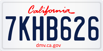 CA license plate 7KHB626