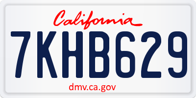 CA license plate 7KHB629