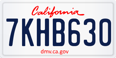 CA license plate 7KHB630