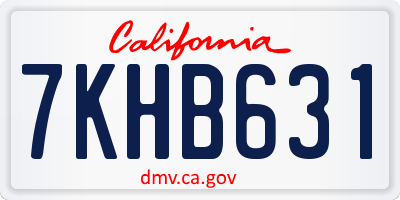 CA license plate 7KHB631