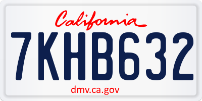 CA license plate 7KHB632