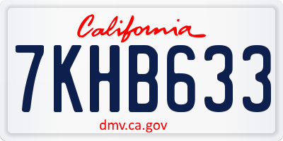 CA license plate 7KHB633