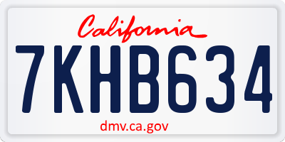 CA license plate 7KHB634