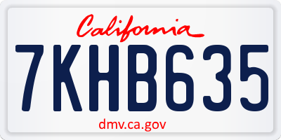 CA license plate 7KHB635
