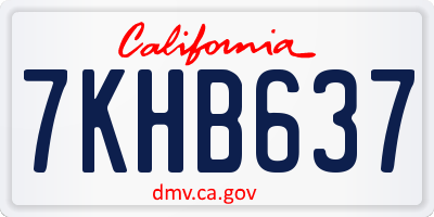 CA license plate 7KHB637