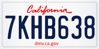 CA license plate 7KHB638
