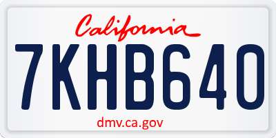 CA license plate 7KHB640