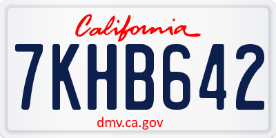 CA license plate 7KHB642
