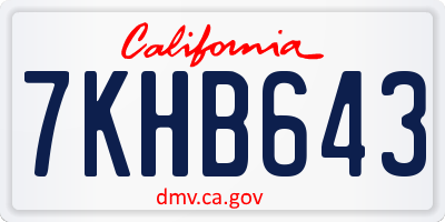 CA license plate 7KHB643