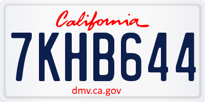 CA license plate 7KHB644
