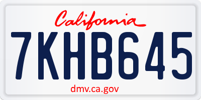 CA license plate 7KHB645