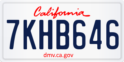CA license plate 7KHB646
