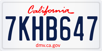CA license plate 7KHB647