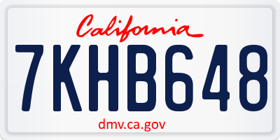 CA license plate 7KHB648