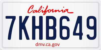 CA license plate 7KHB649