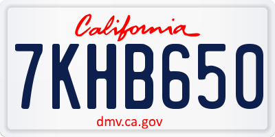 CA license plate 7KHB650
