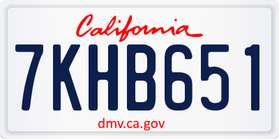 CA license plate 7KHB651