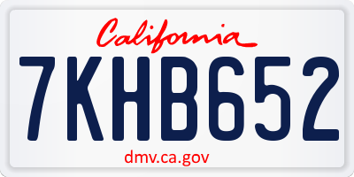 CA license plate 7KHB652