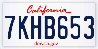 CA license plate 7KHB653