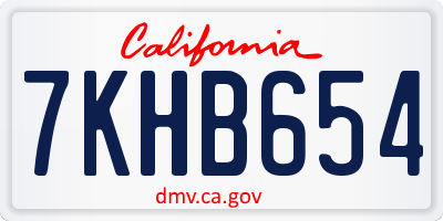 CA license plate 7KHB654