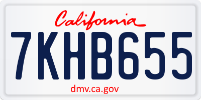 CA license plate 7KHB655