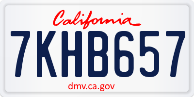 CA license plate 7KHB657