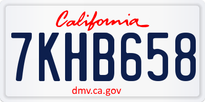 CA license plate 7KHB658
