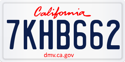 CA license plate 7KHB662
