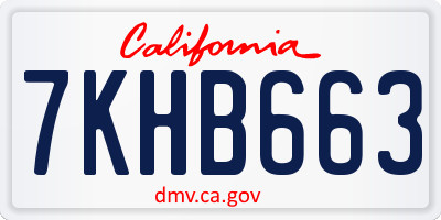 CA license plate 7KHB663