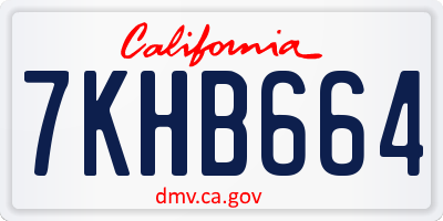 CA license plate 7KHB664