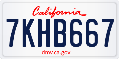 CA license plate 7KHB667