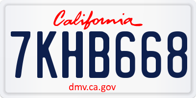 CA license plate 7KHB668