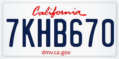 CA license plate 7KHB670