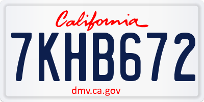 CA license plate 7KHB672